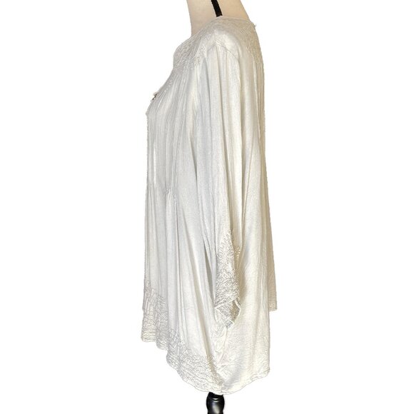 SOLITAIRE Women’s Boho Embroidered Gray Tunic Top Size 2X - Picture 5 of 11